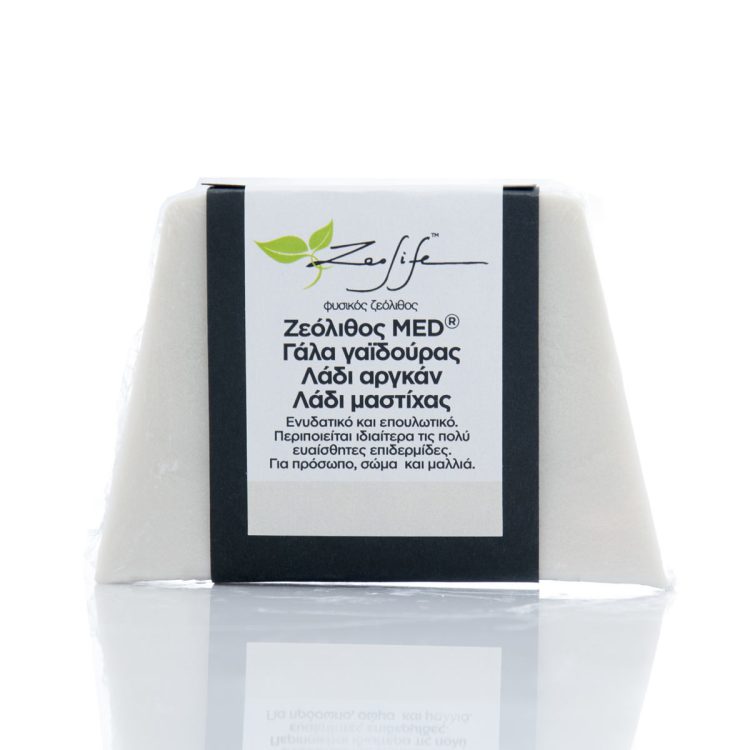 Σαπούνι με ζεόλιθο MED®, γάλα γαϊδούρας, λάδι αργκάν και λάδι μαστίχας – 125 γραμμάρια
